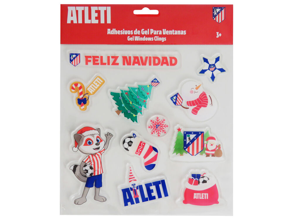 Pegatinas de gel navideñas del Atlético de Madrid para ventanas