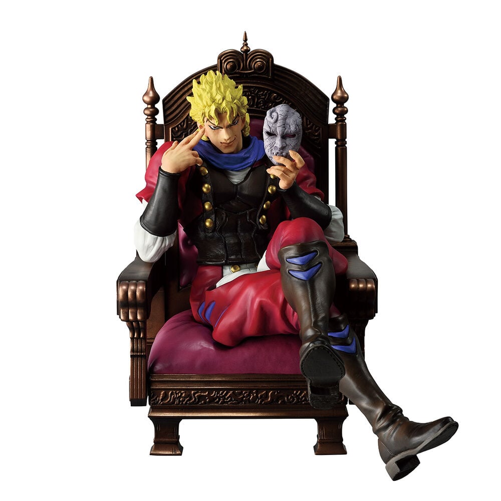 Figura de Dio Brando sentado en un trono con una máscara