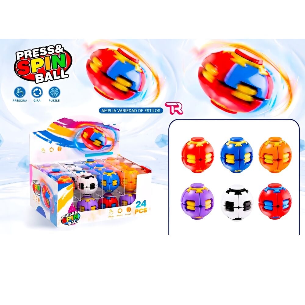 Rompecabezas sensorial Press & Spin Ball esférico de colores