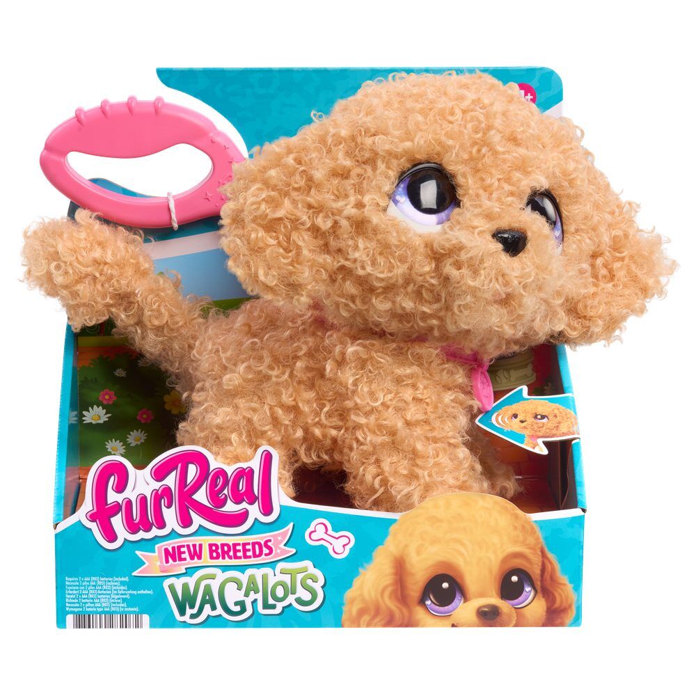 Peluche interactivo Poodle Walk-a-Lots FurReal de pelo rizado marrón claro