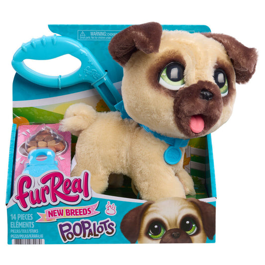 Peluche interactivo FurReal con forma de cachorro pug y correa azul