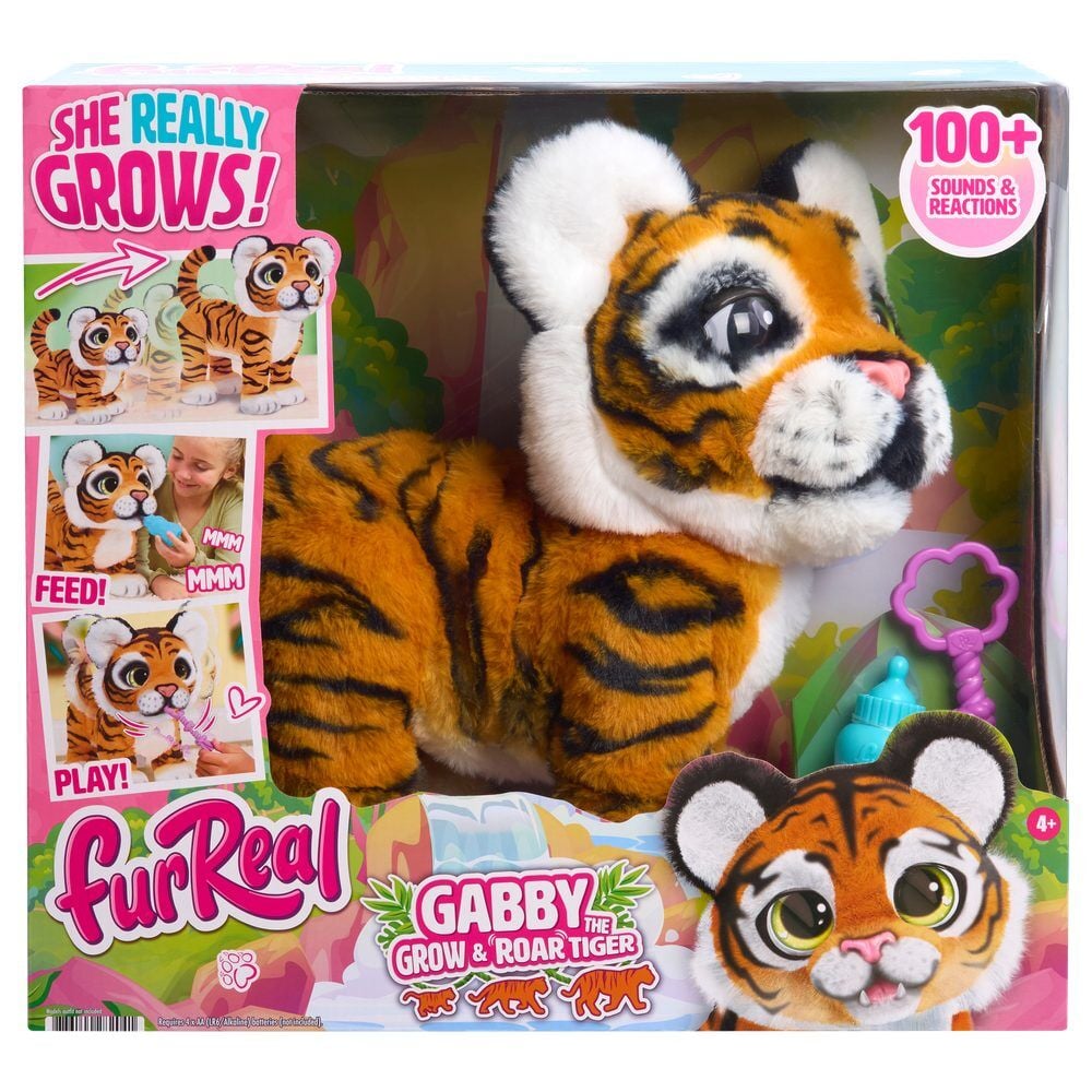 Peluche interactivo FurReal Gabby, cachorro de tigre naranja y negro