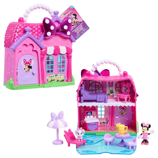 Playset Mini Mansion Minnie Disney abierto con figura y accesorios