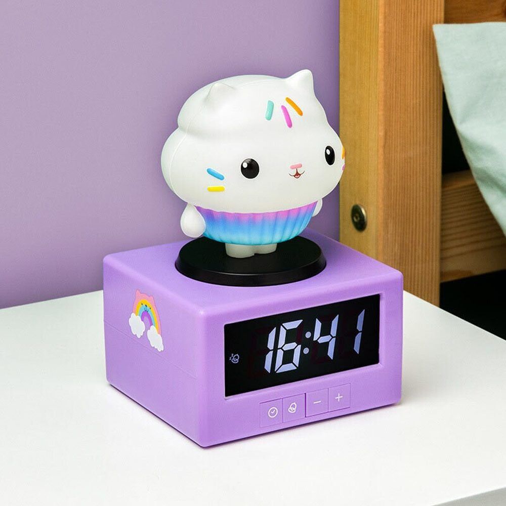 Reloj despertador morado de La casa de muñecas de Gabby con figura de gato - 2