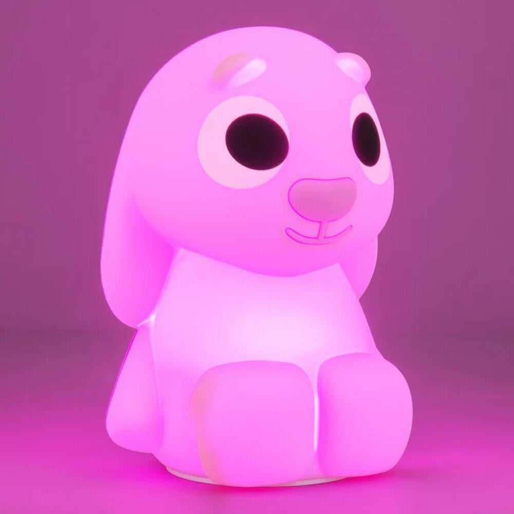 Lámpara recargable de silicona Floppy de Bluey encendida en rosa
