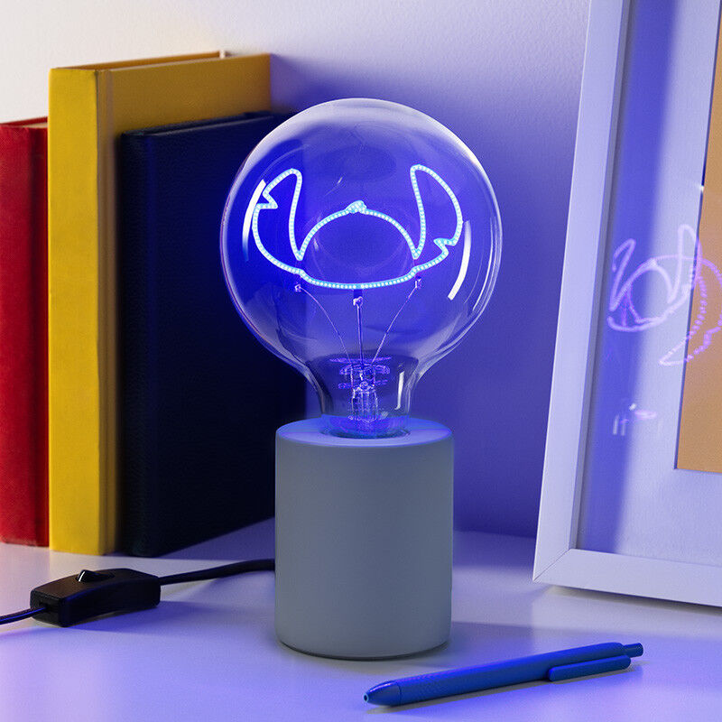Lámpara LED Neon Stitch Disney con base blanca de cerámica