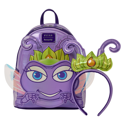 Mochila morada de Princess Atta de Bichos con diadema a juego