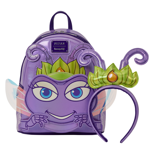 Mochila morada de Princess Atta de Bichos con diadema a juego
