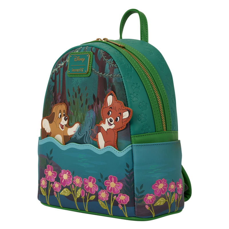Mochila Loungefly Disney de Tob y Toby con flores y escena de bosque - 2