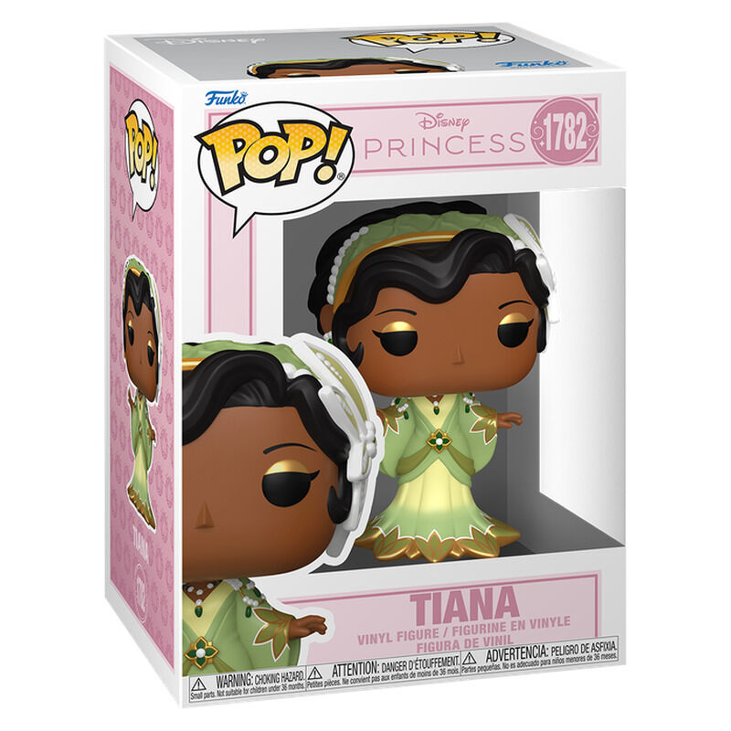 Figura Funko POP! de Tiana con vestido verde en su caja
