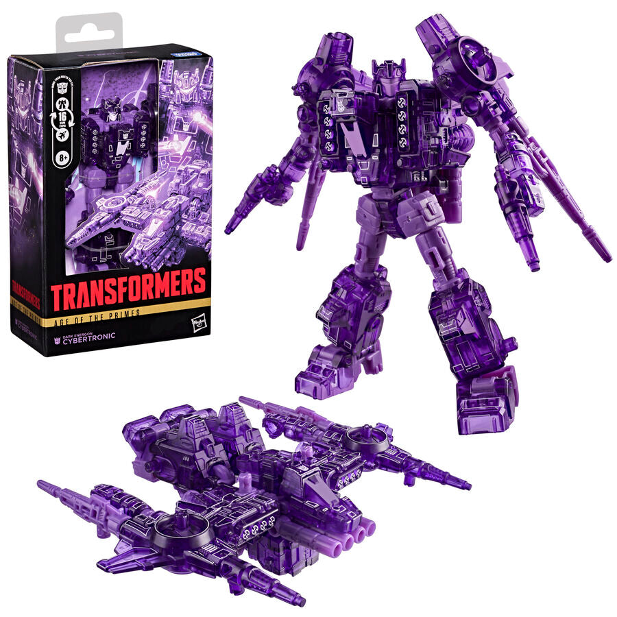 Figura Transformers Cybertronic morada en su caja - 4