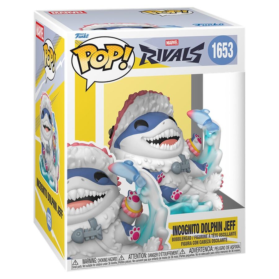 Figura Funko POP! Incognito Dolphin Jeff de Marvel Rivals en caja