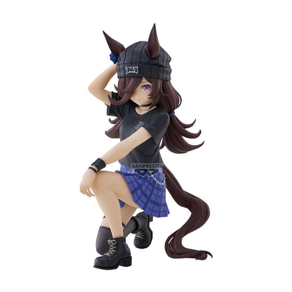 Figura de Rice Shower de Umamusume Pretty Derby con falda azul y botas negras