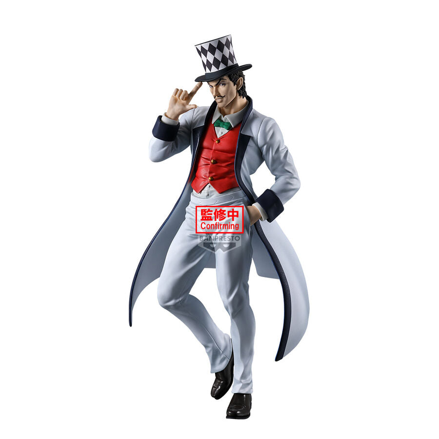 Figura Mometria de Will A. Zeppeli con sombrero de copa y traje blanco