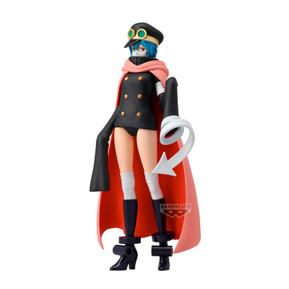 Figura Saint Gunko de One Piece con capa roja y rosa