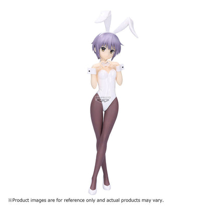 Figura Banpresto de Yuki Nagato con atuendo de conejita blanco y morado