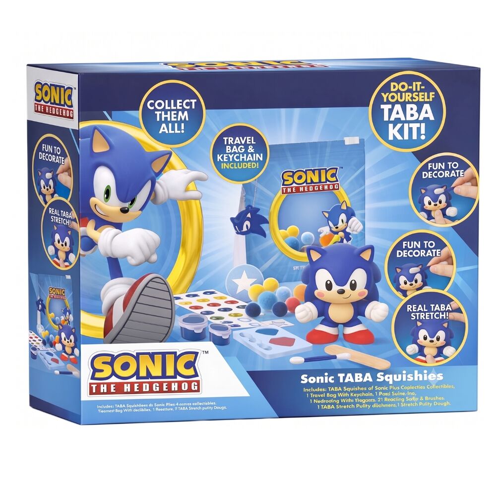 Kit creativo Taba Squishy de Sonic The Hedgehog con pinturas y bolsa de viaje