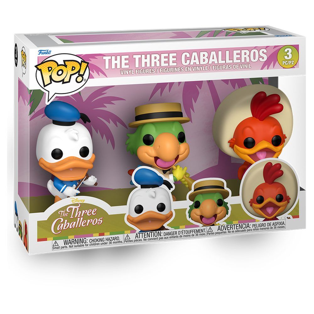 Blíster Funko POP Disney Los Tres Caballeros con tres figuras de vinilo