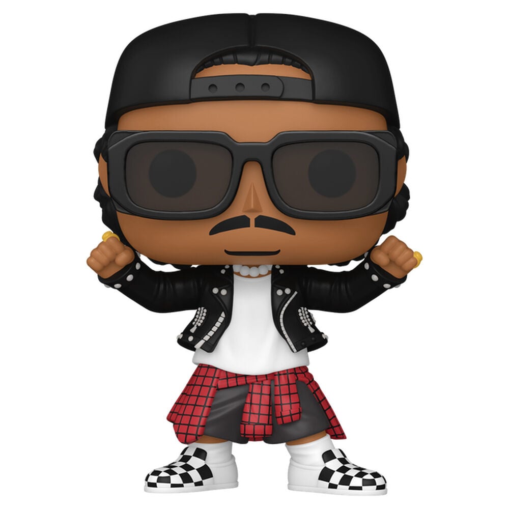 Figura Funko POP de Bruno Mars con gorra, gafas y chaqueta negra
