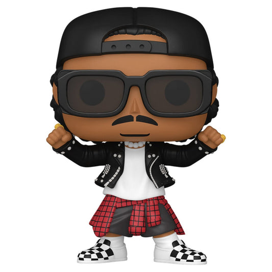 Figura Funko POP de Bruno Mars con gorra, gafas y chaqueta negra