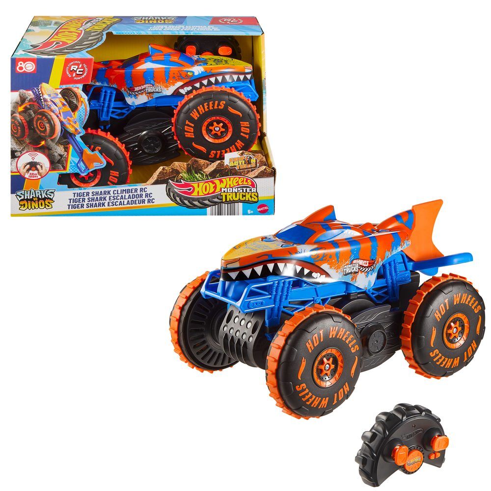 Coche radio control Hot Wheels Tiger Shark Climber azul y naranja