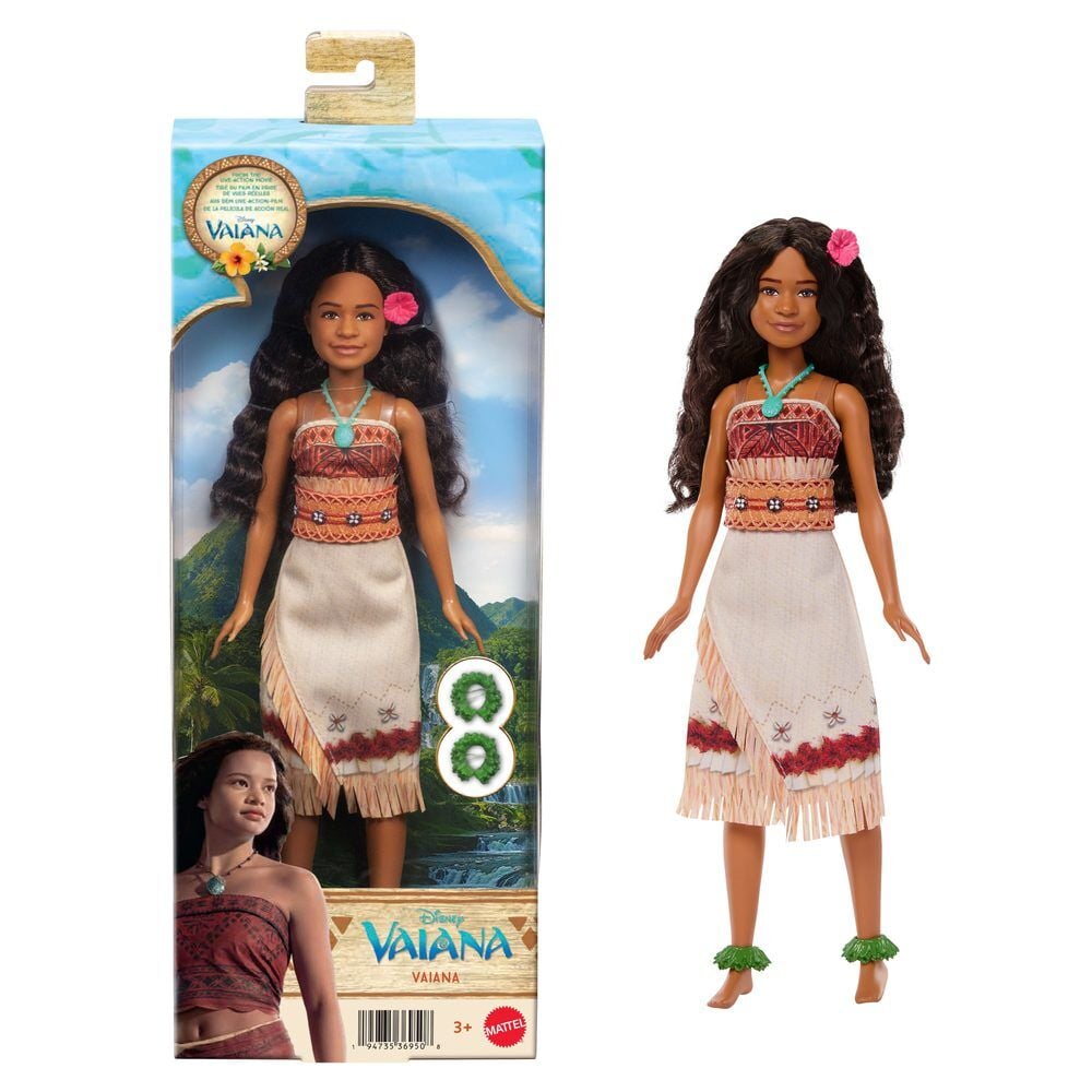 Muñeca Vaiana de Disney con pelo largo y accesorios