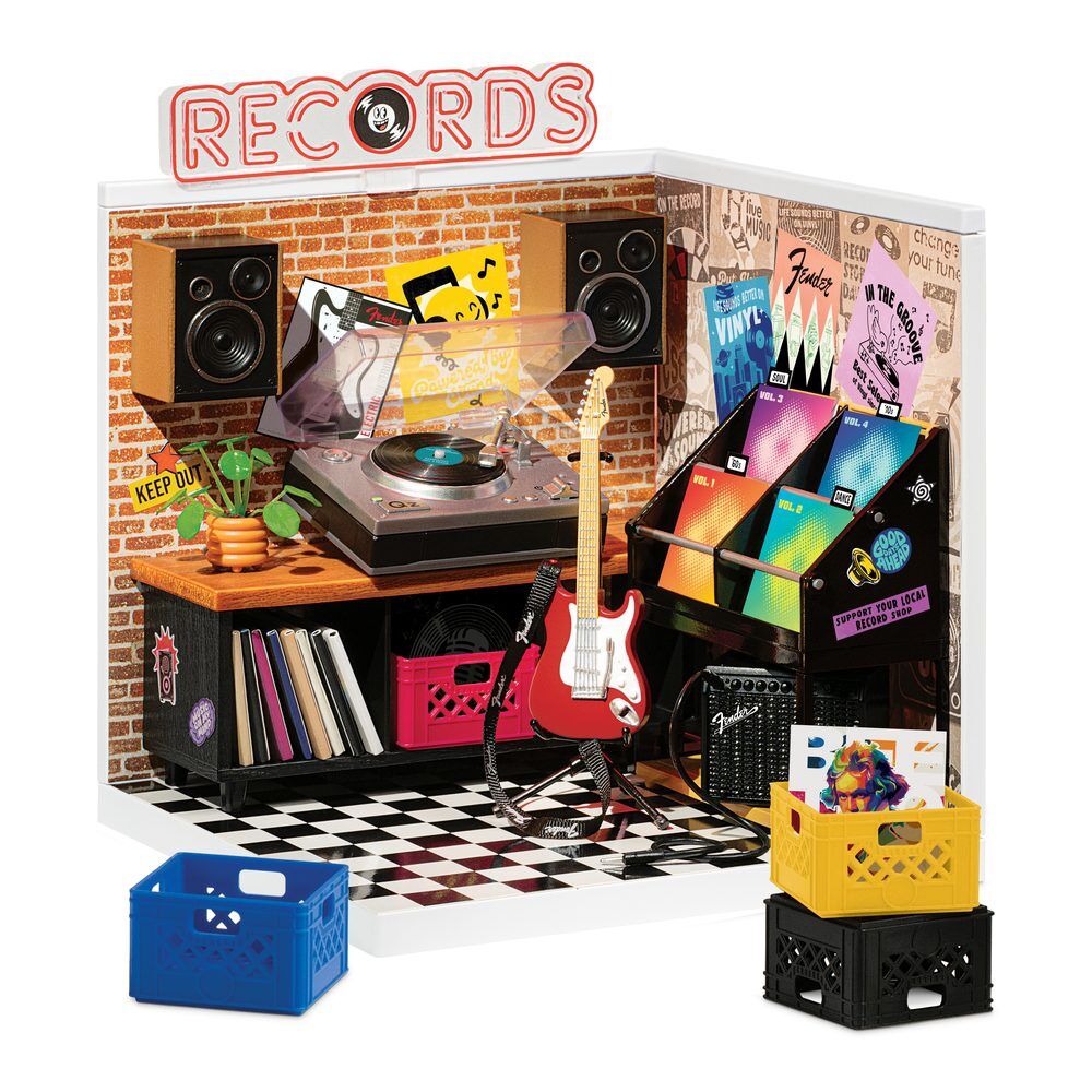 Set MGA Miniverse Record Room con expositor de discos y guitarra - 4