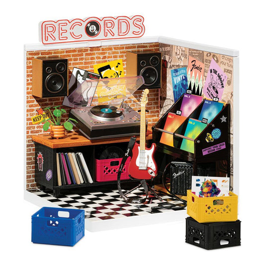Set MGA Miniverse Record Room con expositor de discos y guitarra - 4