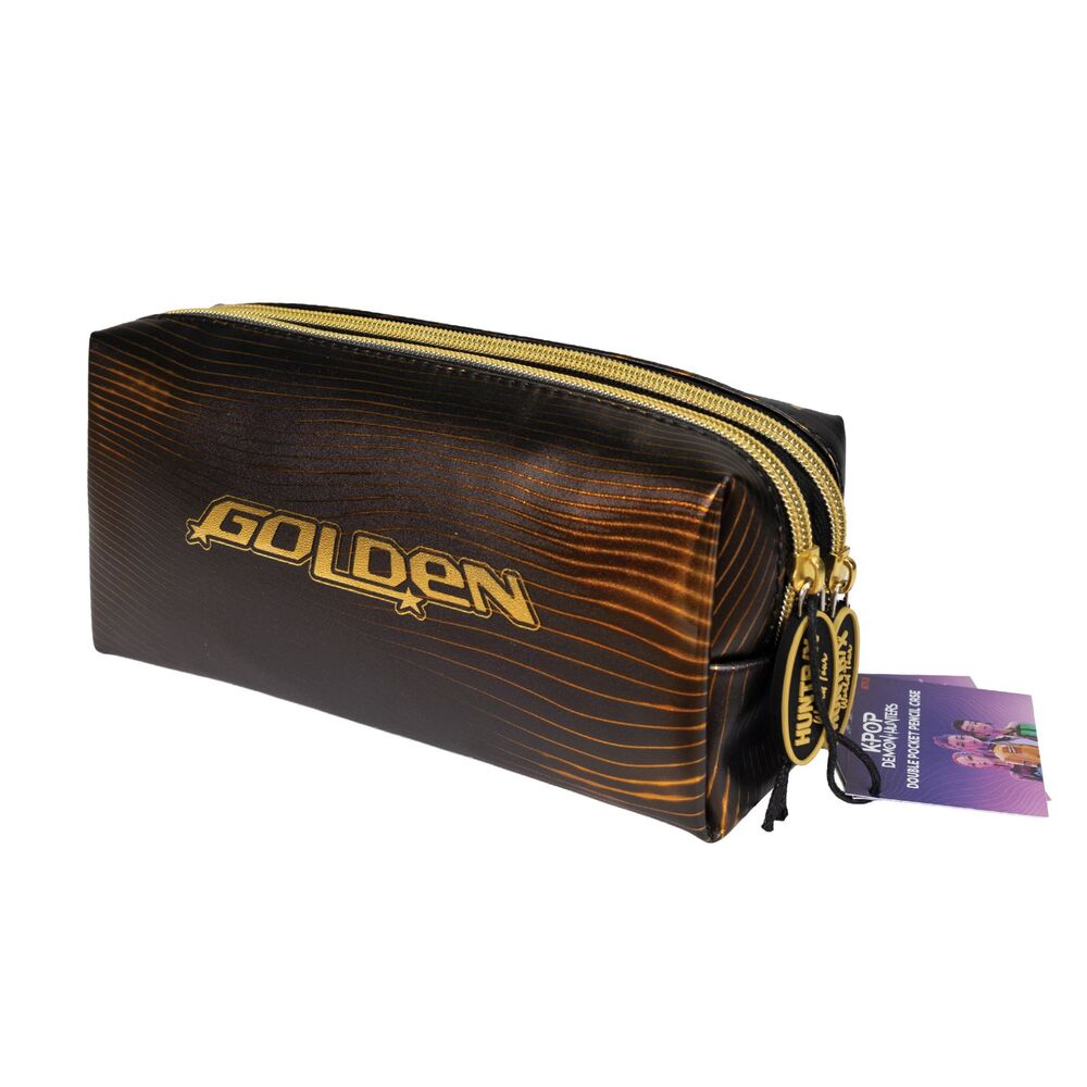 Portatodo Golden KPop Demon Hunters negro y dorado con tres personajes - 4