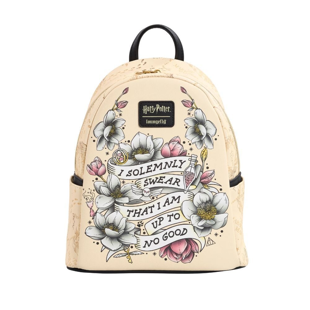 Mochila Harry Potter Tattoo Art Loungefly en color crema