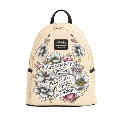 Mochila Harry Potter Tattoo Art Loungefly en color crema