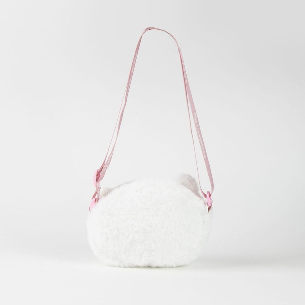 Bolso de peluche blanco de Hello Kitty con correa rosa - 2