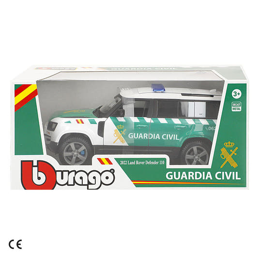 Coche Burago Land Rover Defender 110 de la Guardia Civil a escala 1:24
