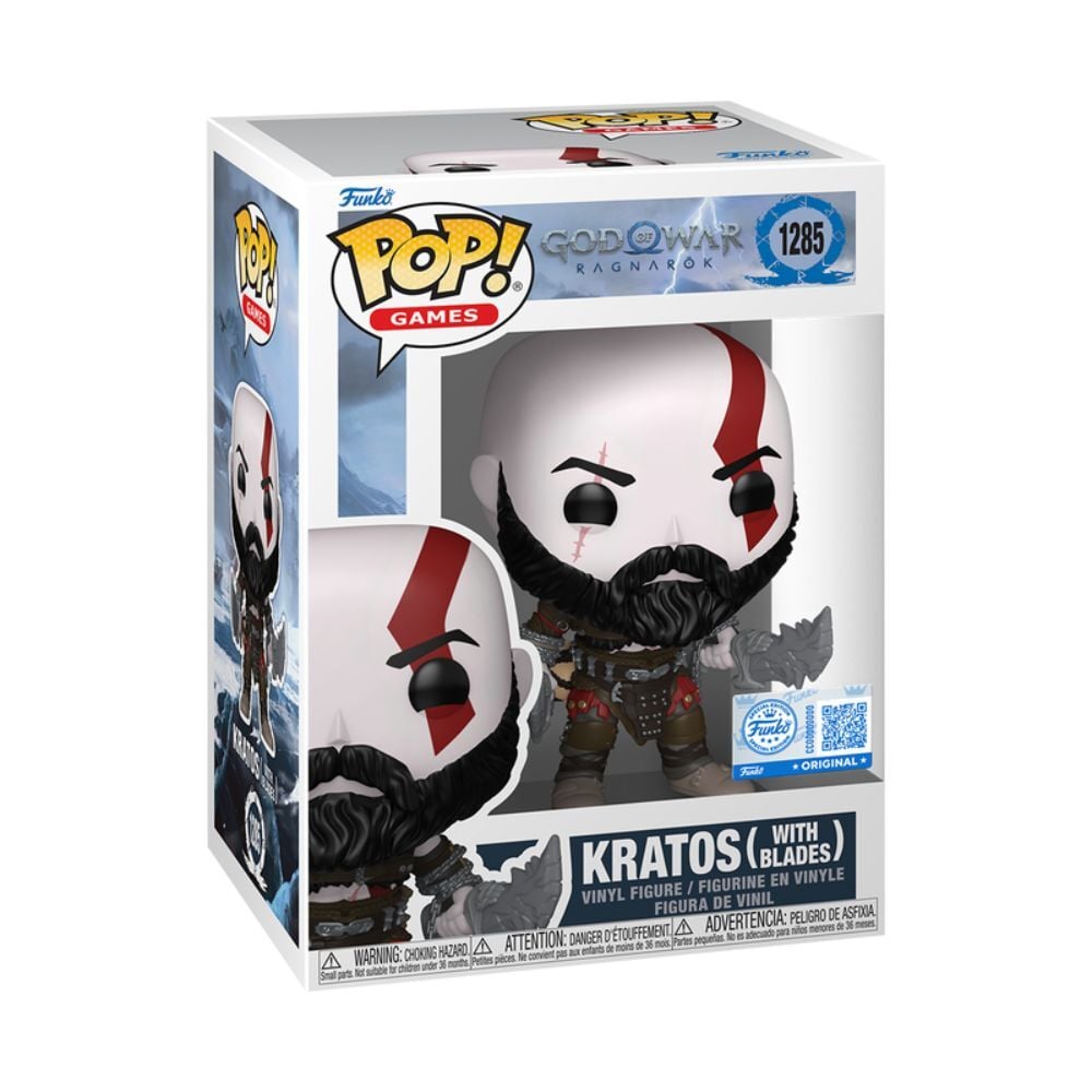 Figura Funko POP Games de Kratos con Blades de God of War Ragnarök en su caja