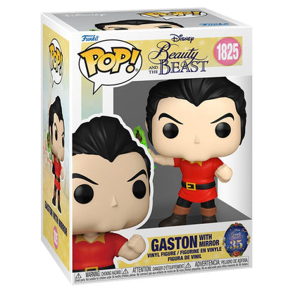 Figura Funko POP! de Gaston con espejo en caja de La Bella y la Bestia