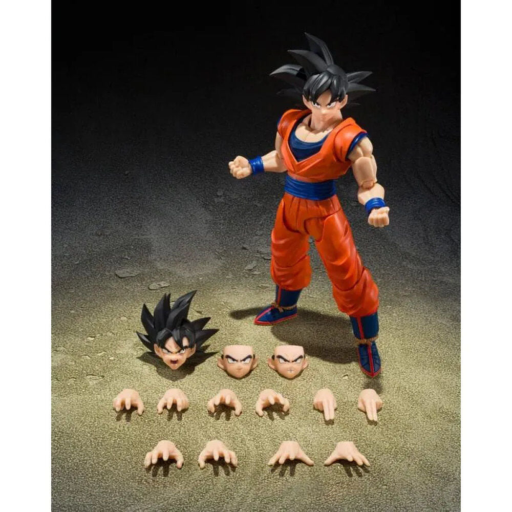 Figura de Son Goku S.H.Figuarts con uniforme naranja en pose de combate - 2