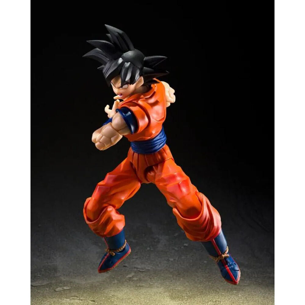 Figura de Son Goku S.H.Figuarts con uniforme naranja en pose de combate - 3