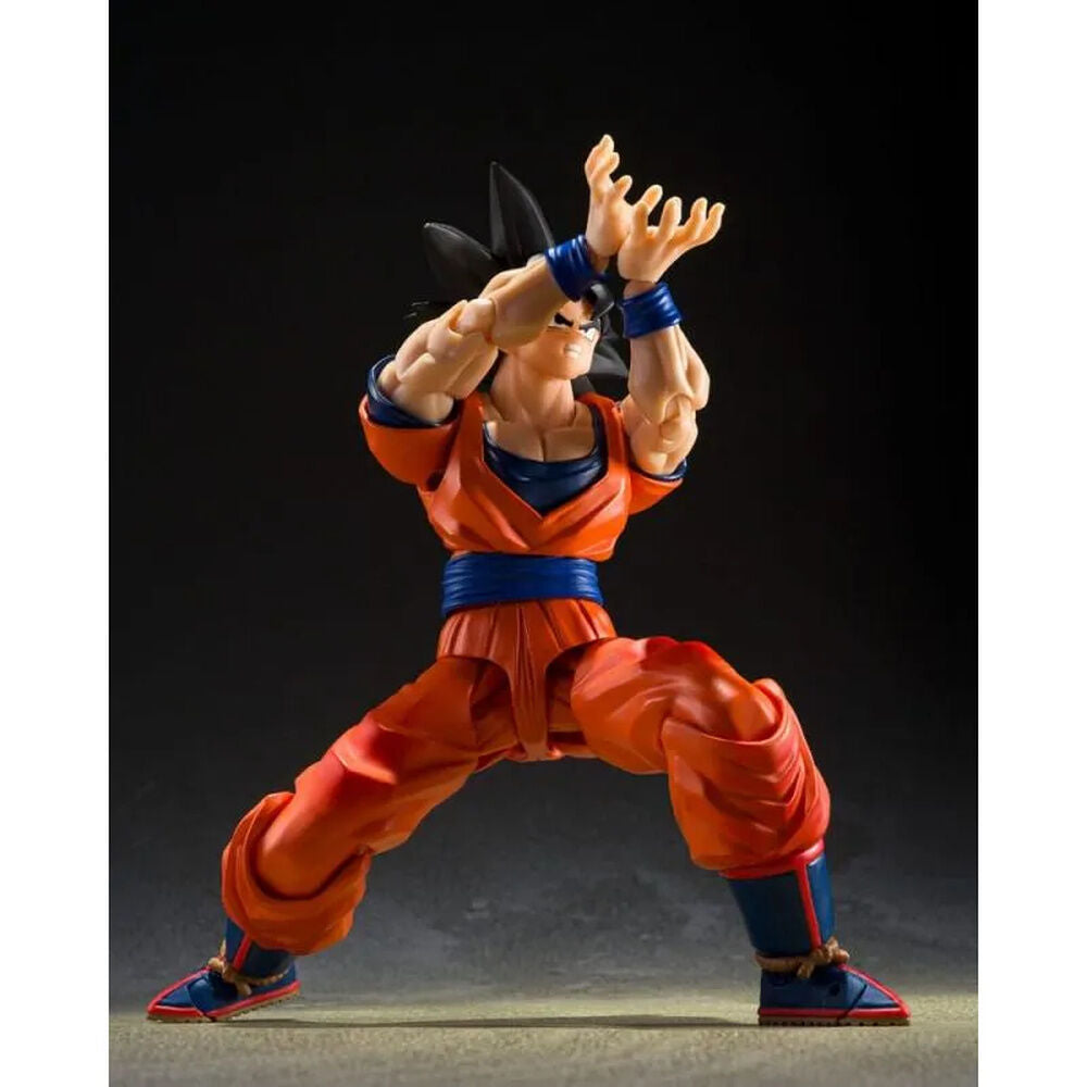 Figura de Son Goku S.H.Figuarts con uniforme naranja en pose de combate - 6
