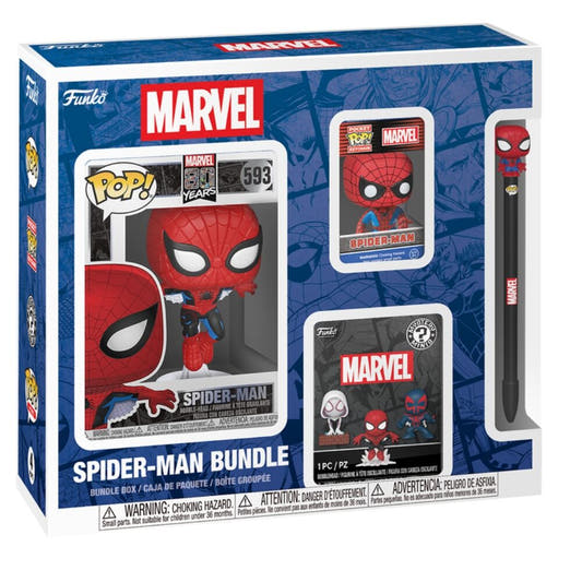 Bundle FUNKO Marvel Spider-Man con figura POP, llavero, Mystery Mini y bolígrafo