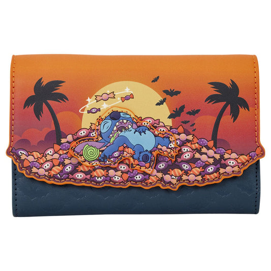 Cartera Loungefly de Stitch con diseño de Halloween y caramelos
