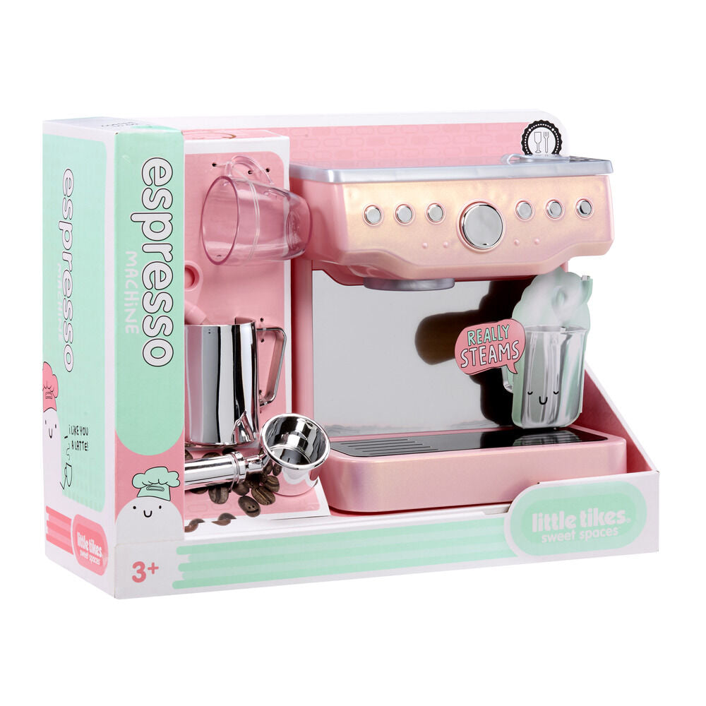 Máquina de espresso de juguete rosa Little Tikes con tazas y accesorios