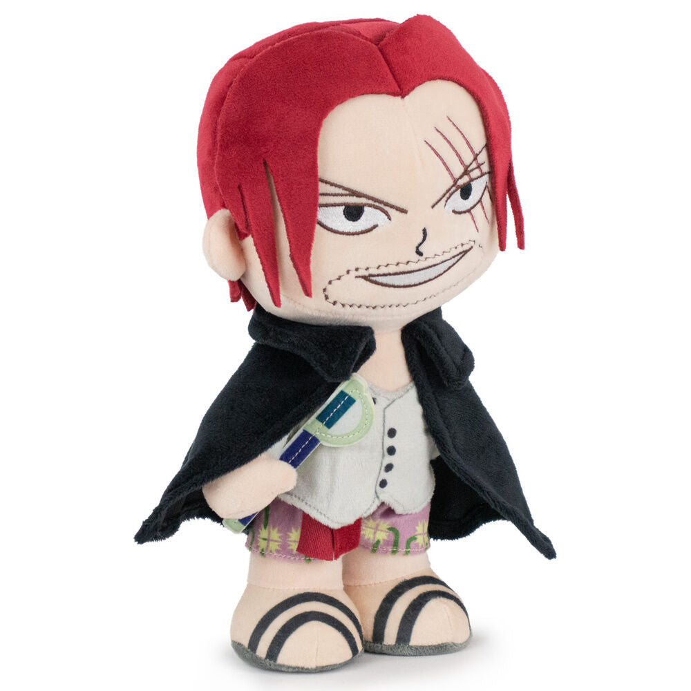 Peluche de Shanks de One Piece con cabello rojo y capa negra