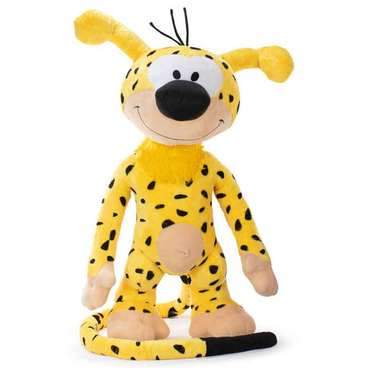 Peluche Marsupilami amarillo con manchas negras y cola larga