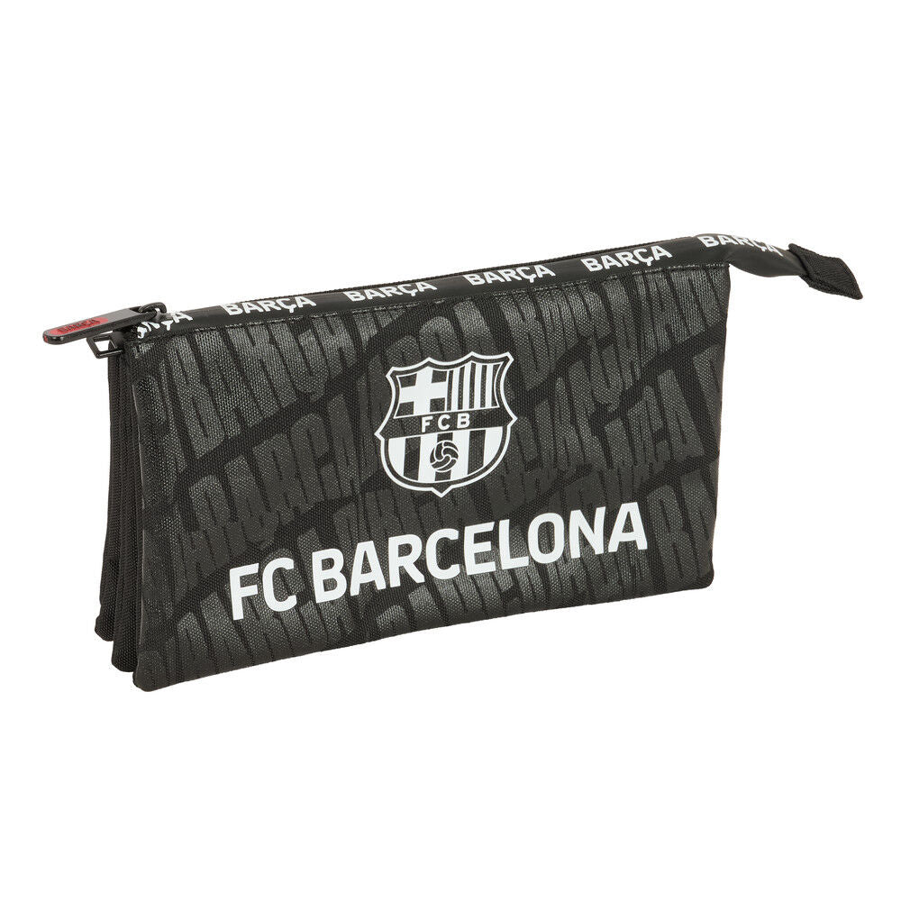 Portatodo triple negro del F.C. Barcelona SAFTA con tres compartimentos