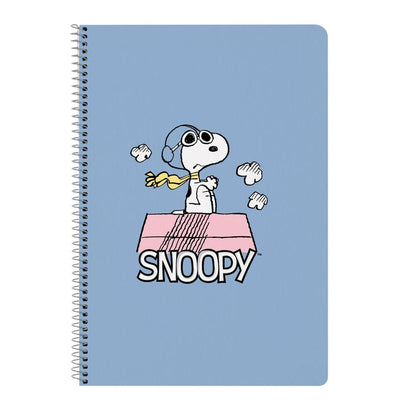 Cuaderno A5 azul de tapa dura con espiral y Snoopy
