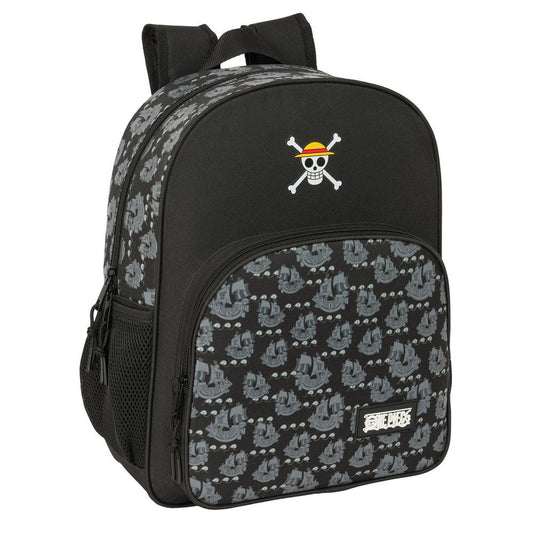 Mochila negra One Piece Pirates adaptable a carro