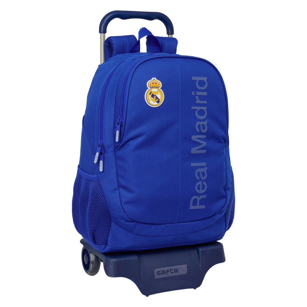Trolley escolar azul Real Madrid SAFTA con mochila y carro integrado
