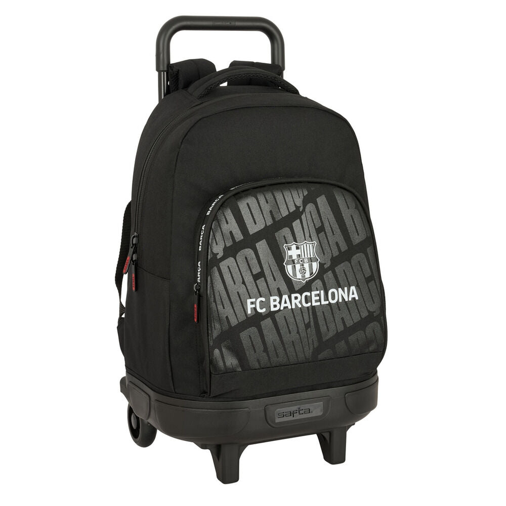 Trolley mochila negro del FC Barcelona con ruedas y asa extraíble