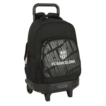 Trolley mochila negro del FC Barcelona con ruedas y asa extraíble