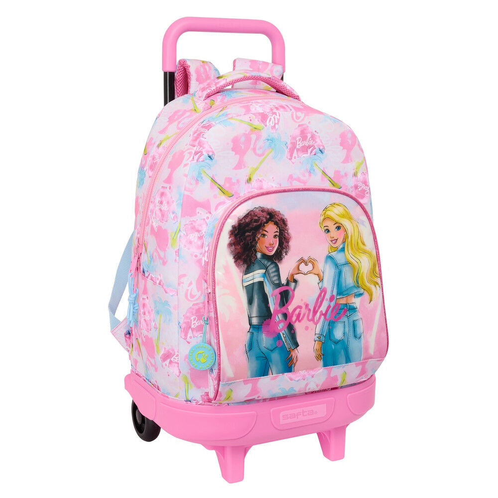 Trolley mochila Barbie Painterly rosa con ruedas y asa extraíble